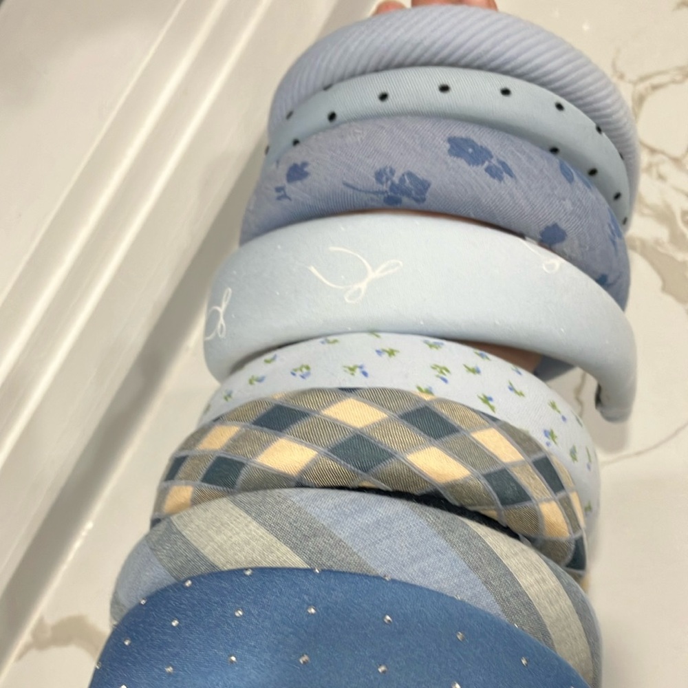 Light Blue Padded Headband set of 8
